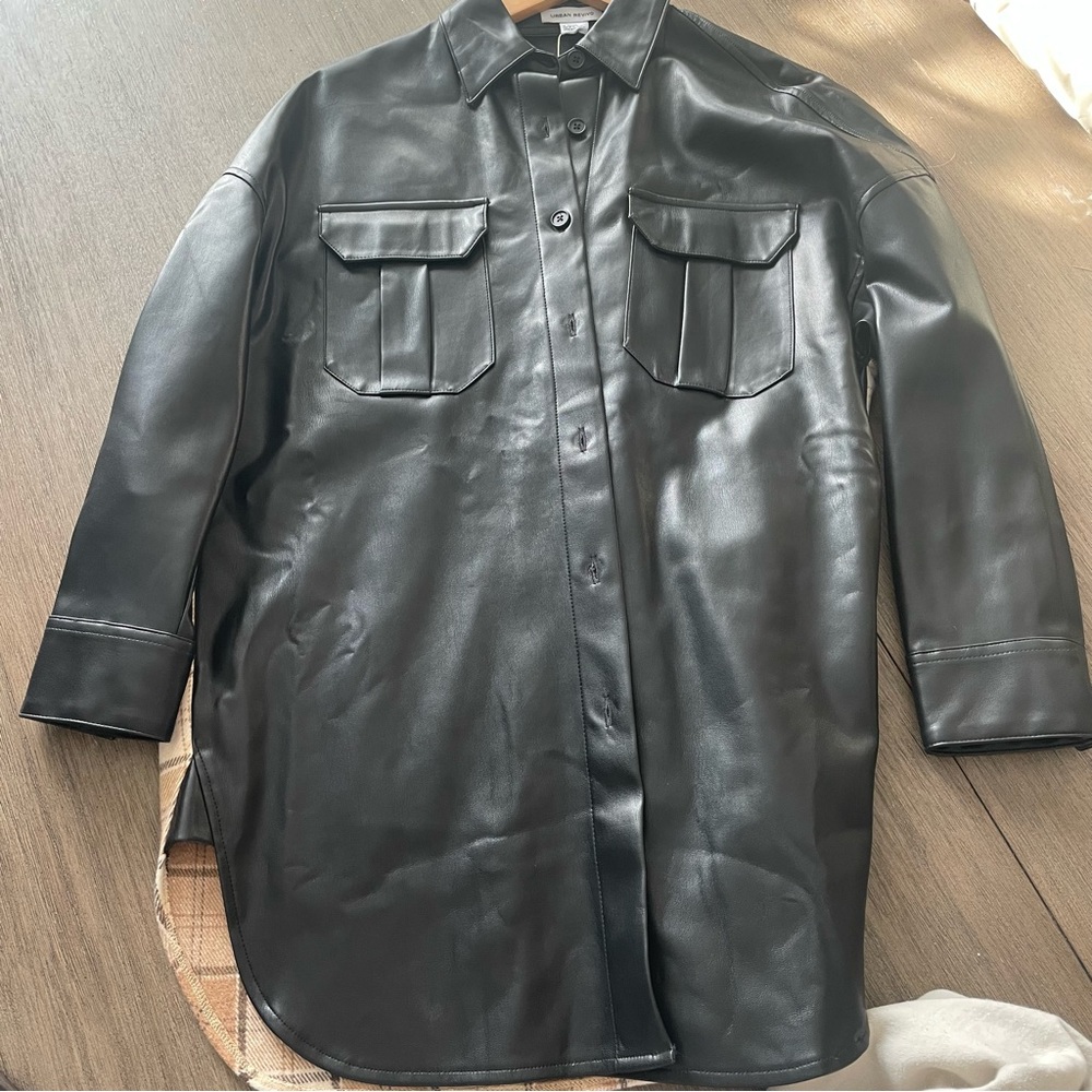 Urban Revivo Leather & Plaid Shacket